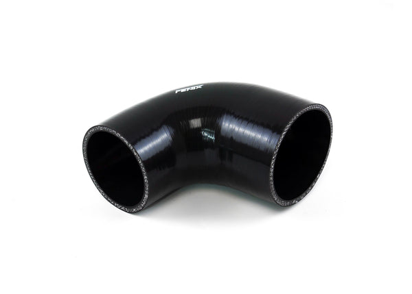 thumbnail interactive-video image 1 of Speed Daddy 1.5” To 1.25” 3-Ply 90-Degree Silicone Reducer Hose – Black, For Turbo/Intercooler/Intake 1 of 5