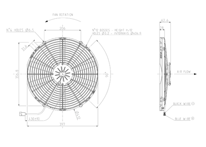 Spal Brushed Axial Low Profile Electric Fan - 16"