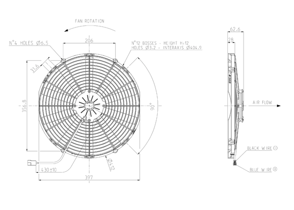 Spal Brushed Axial Low Profile Electric Fan - 16"